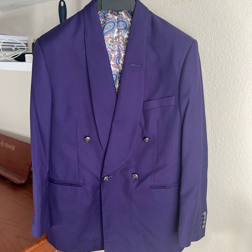 Purple Double-Breasted Tuxedo Jacket / 42R